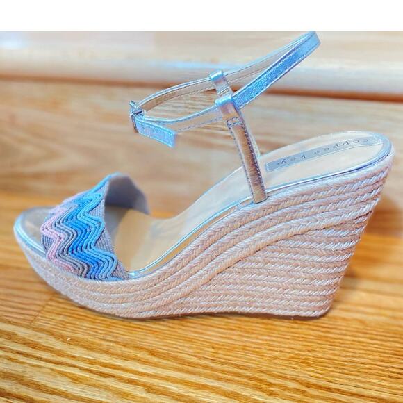 Copper Key Waterlily Ankle Strap Metallic Mermaid Espadrille Platform Wedges 10 - Picture 12 of 12